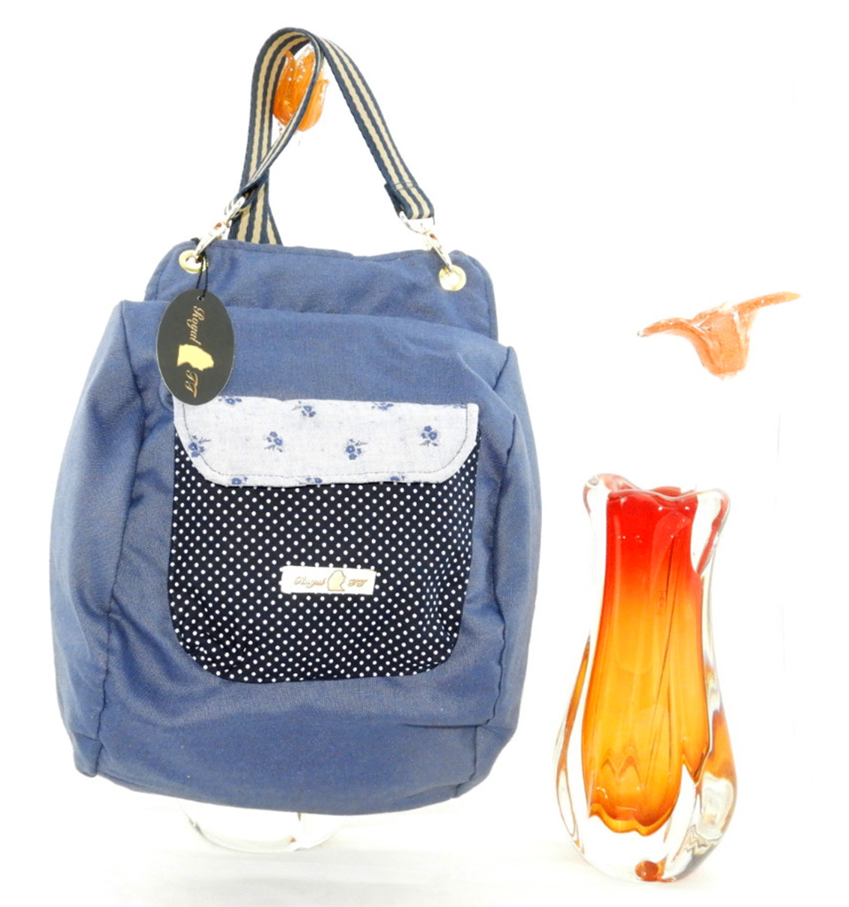 Bolsa Mochila Feminina 2 em 1 Linho Azul