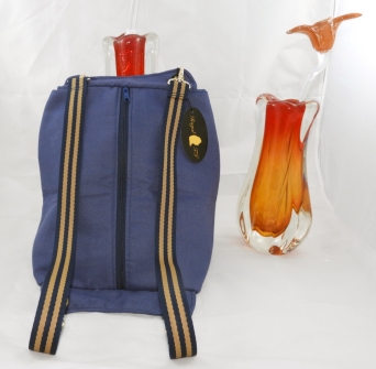 Bolsa Mochila Feminina 2 em 1 Linho Azul