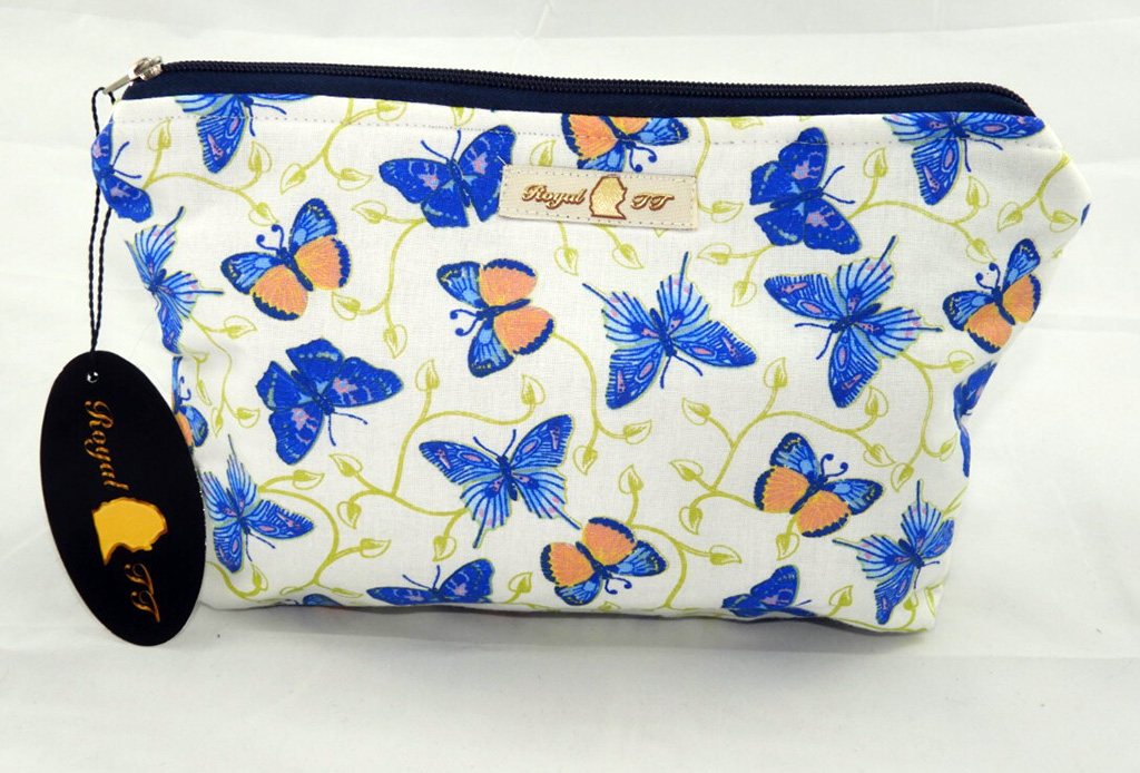 Necessaire Tricoline Estampa Borboleta Cursor Prata