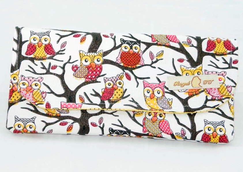 Carteira Feminina Peq. Tecido Sint&eacute;tico PVC Estampa Coruja