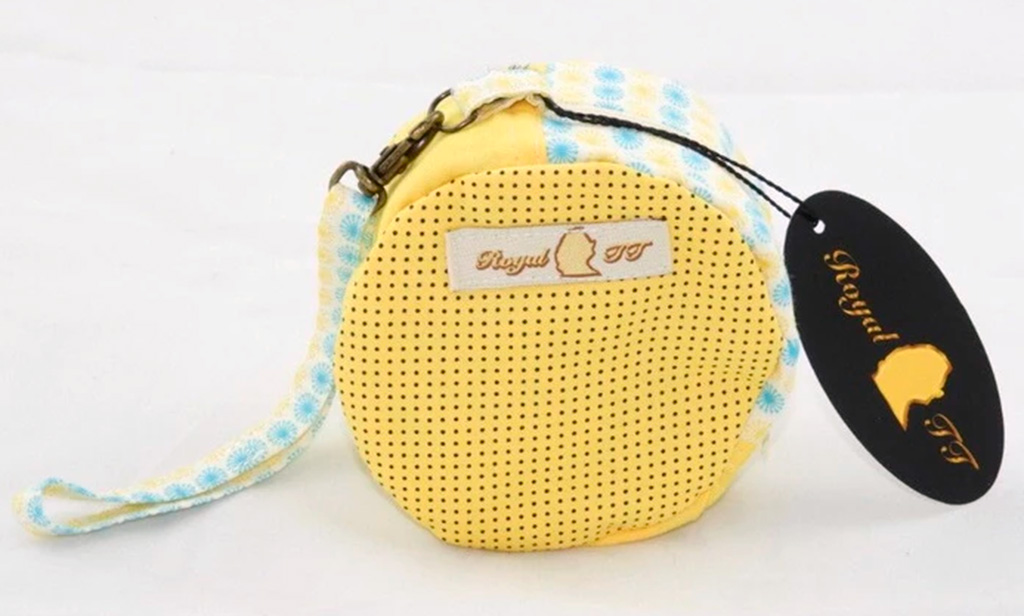 Porta-moedas Tecido Tricoline Amarelo Po&aacute; Preto