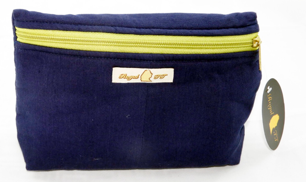 Necessaire M&eacute;d. Fust&atilde;o Azul Marinho Z&iacute;per Verde Claro